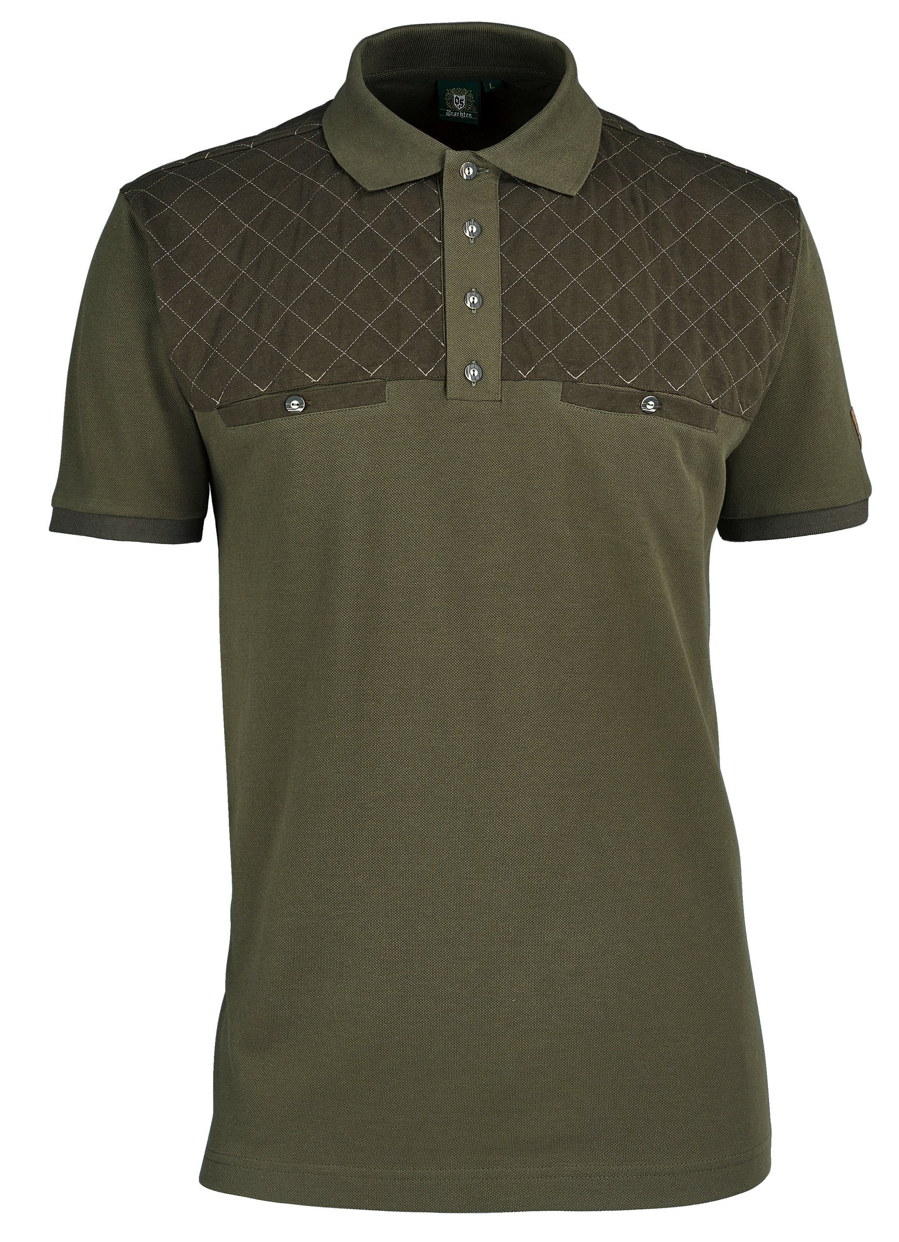 PERCUSSION SHORT-SLEEVE POLO SHIRT - OLIVE - T-Shirt Hunting