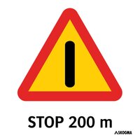 Ledskylt - Varning stop 200 m