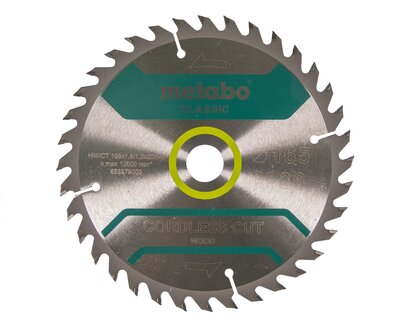 Metabo Circular Saw Blade Cut Wood Classic 165 x 20 Z36 WZ 15° in