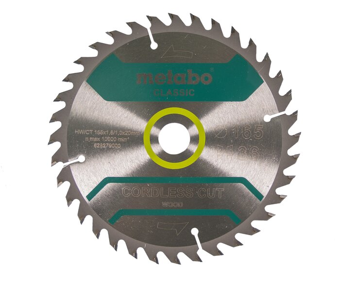 Metabo Circular Saw Blade Cut Wood Classic 165 x 20 Z36 WZ 15° in