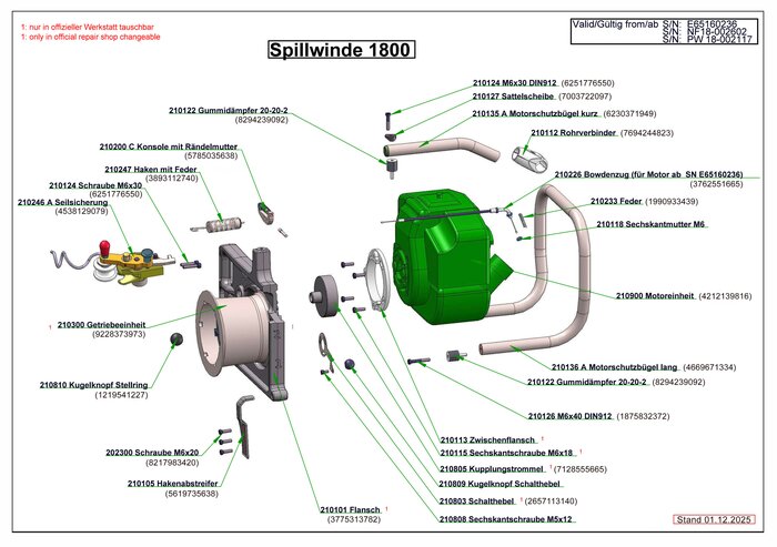 Konsole mit Rändelmutter für Spillwinde 1800
