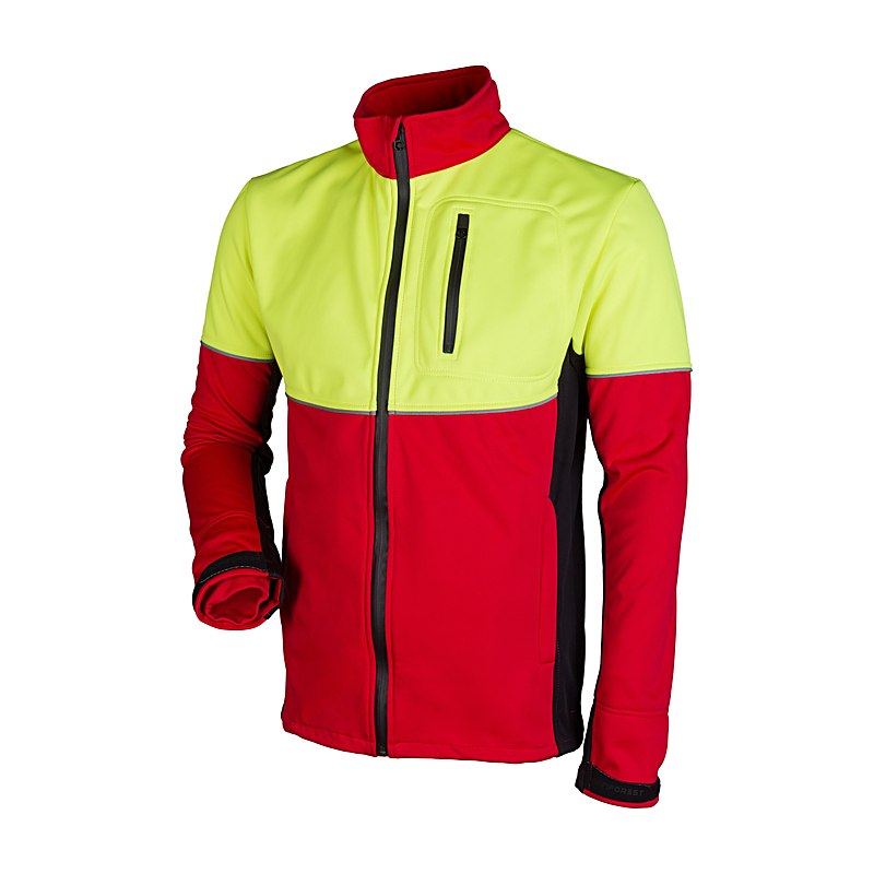 Profiforest Softshelljacke mit Membran, rot-gelb, Größe 3XL
