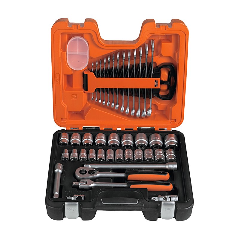 Bahco Steckschlüsselsatz 1/2" + Ring-/Maulschlüssel, Inhalt 40 Teile