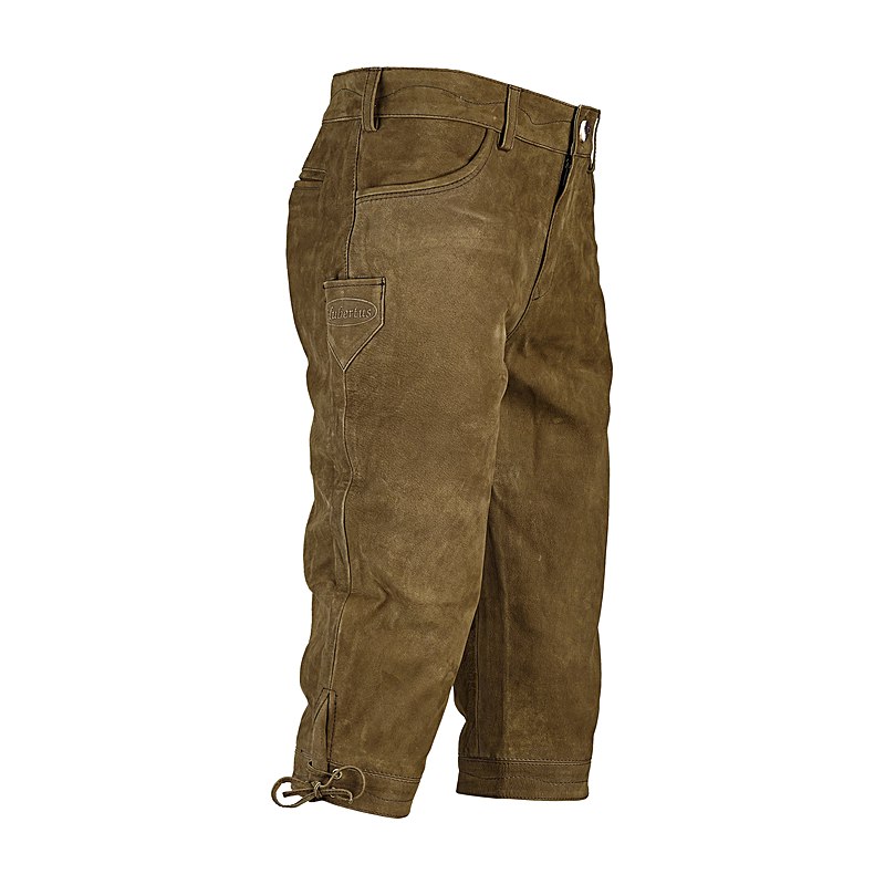 Hubertus Herren-Leder-Kniebundhose, oliv, Größe 48