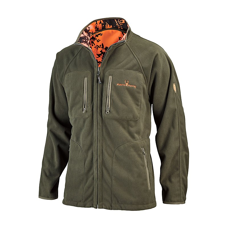 Hubertus Herren-Wende-Fleecejacke Pirsch, oliv/orange, Größe M