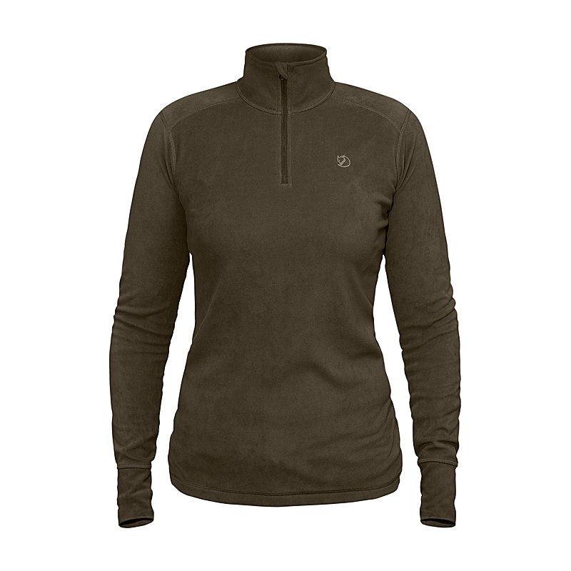 Fjällräven Damen-Unterziehhemd Skare Half Zip, dark olive, Größe L