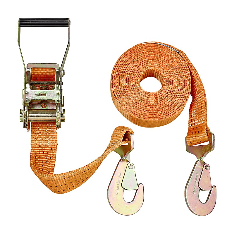 Zurrgurt mit 230-mm-Druckratsche, DIN EN 12195-2, mit Karabinerhaken, 6 m