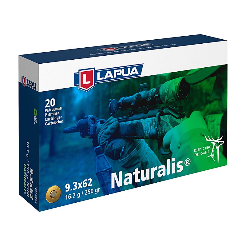 Lapua Büchsenpatronen Naturalis 9,3x62. 250 grains