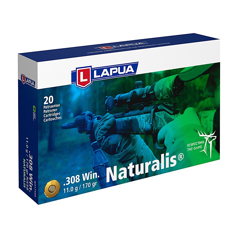 Lapua Büchsenpatronen Naturalis .308. 170 grains