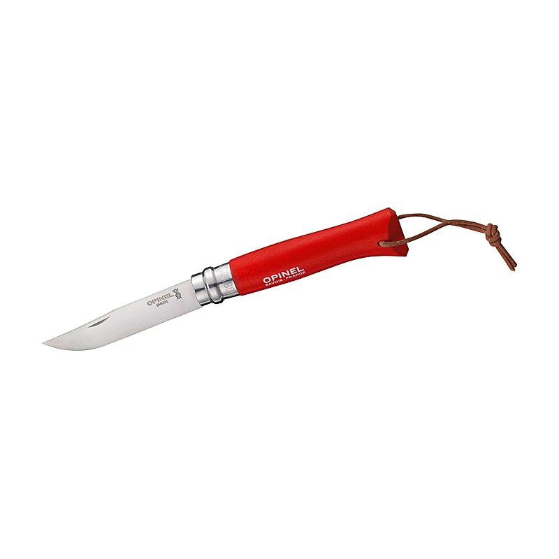 Opinel Messer Nr. 8 rot, Lederriemen