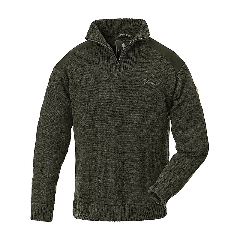 Pinewood Herren-Sweater Hurricane, d.green mélange, Größe 3XL