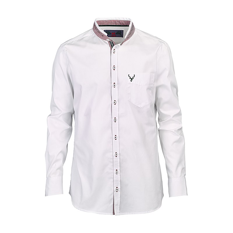 OS-Trachten Herren-Langarmhemd, Slim Fit, weiß, Größe 39/40