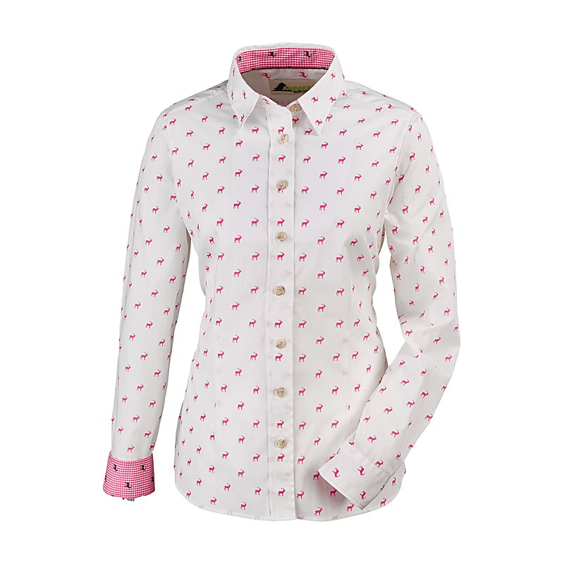 Skogen Damen-Langarmbluse mit Hirsch, pink, Größe 34