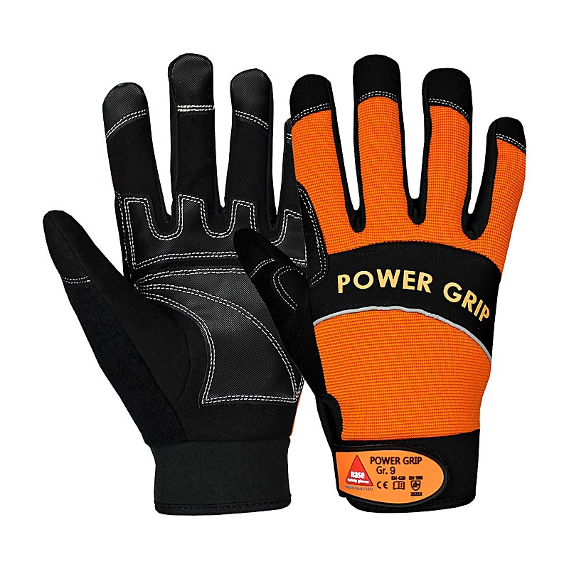 Hase Handschuhe Power Grip, schwarz-orange, Größe 10