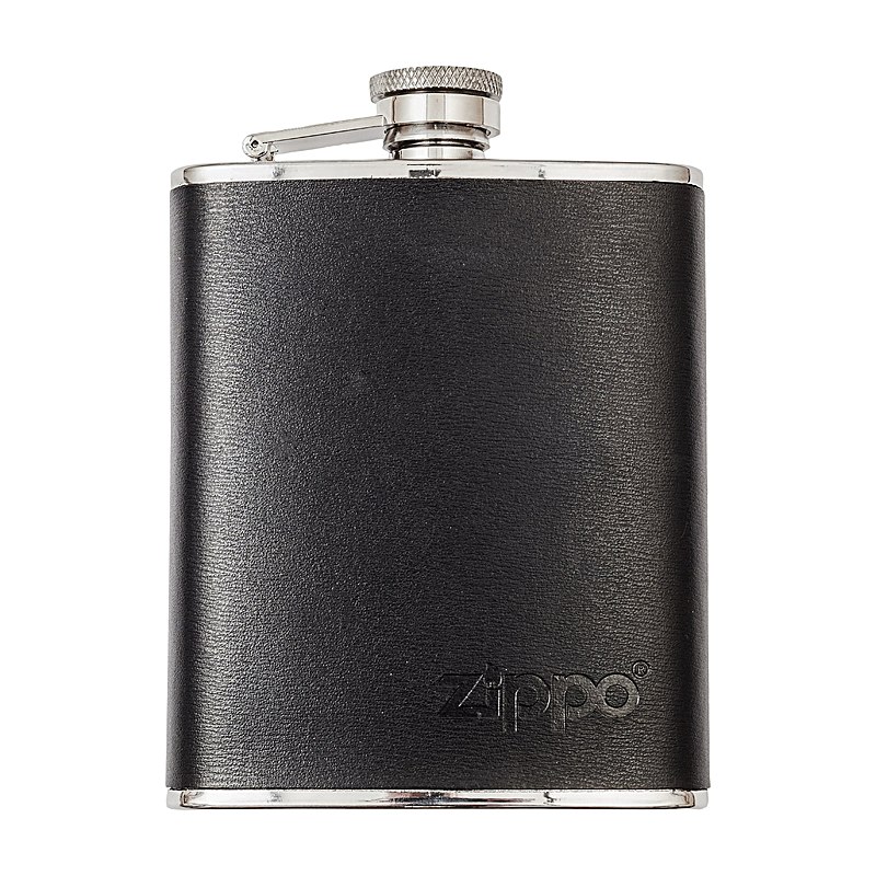 Zippo Flachmann Edelstahl mit Lederbezug 175 ml