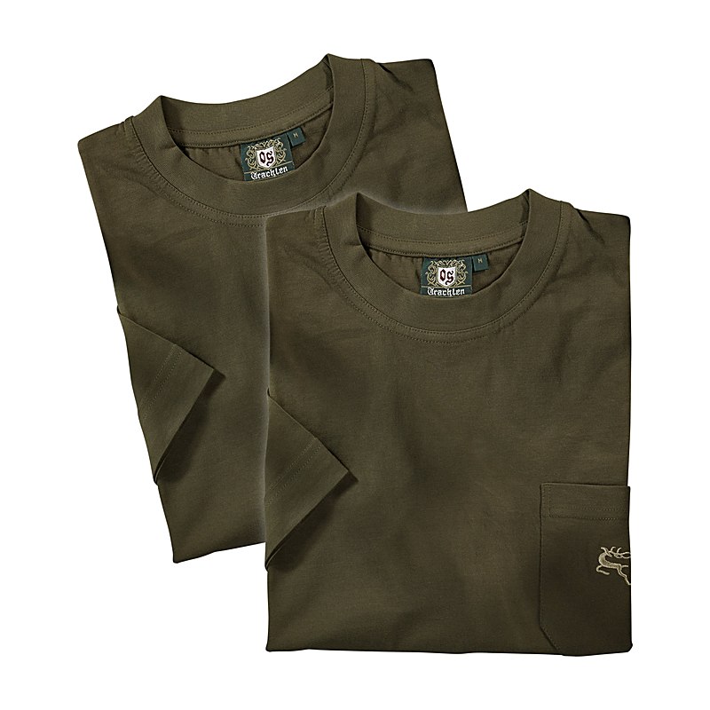 OS-Trachten T-Shirts, 2er-Pack, oliv, Größe 3XL