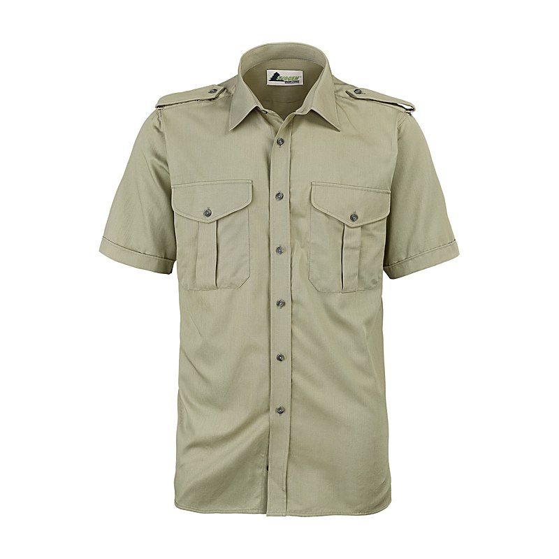 Skogen Herren-Forstdiensthemd Slim Fit, Kurzarm, schilf, Größe 39
