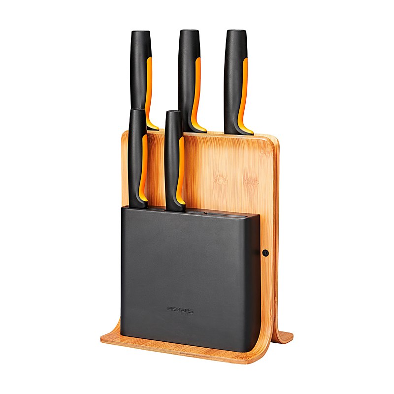 Fiskars Bambus-Messerblock mit 5 Messern