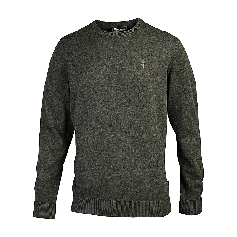Pinewood Herren-Rundhals-Pullover Värnamo, green mel, Größe 3XL