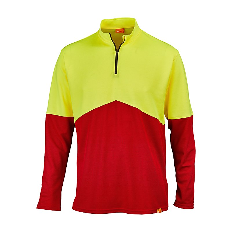 IQ-UV Funktionsshirt Langarm Zip UV 50+, gelb-hv-rot, Größe 3XL