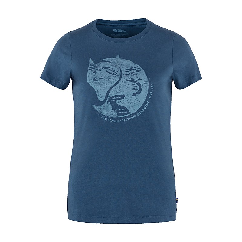 Fjällräven Damen-T-Shirt Arctic Fox Print, indigo blue, Größe L