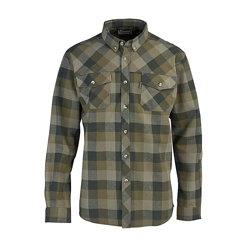 Pinewood Langarmhemd Lumbo, olive-suede brown, Größe 3XL