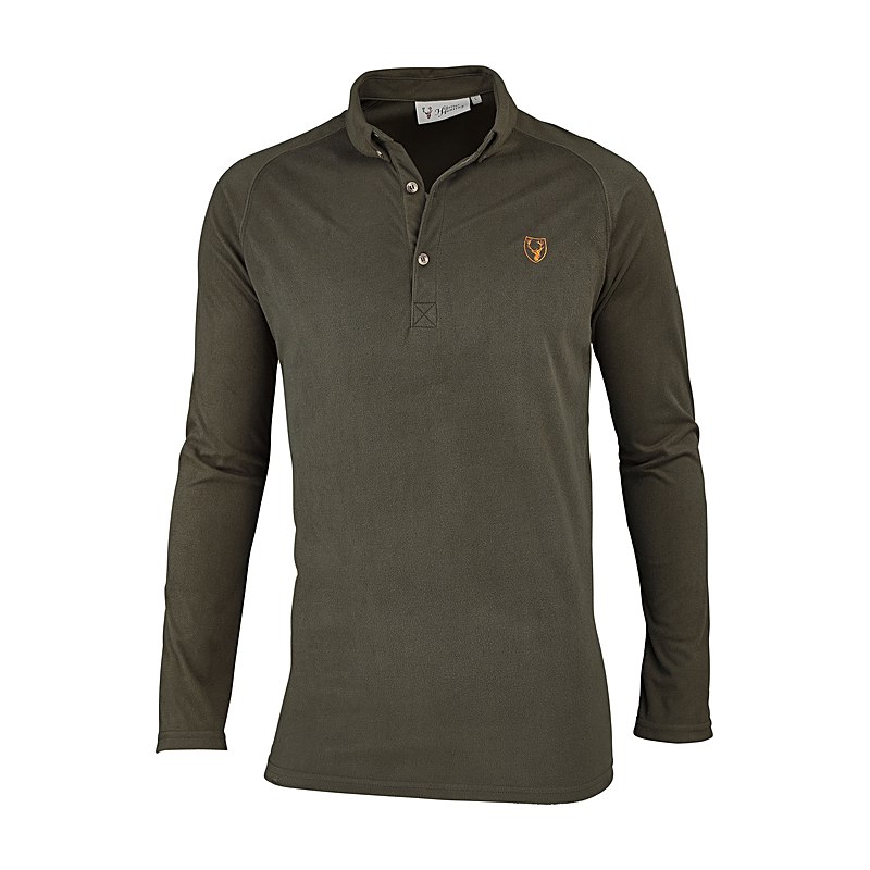 Hubertus Funktionsshirt mit Knopfleiste und Kragen, oliv, Größe L