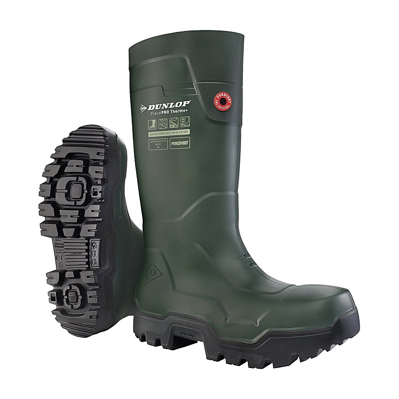 Dunlop Sicherheits-Gummistiefel Purofort FieldPro Thermo+, olivgrün, Größe 37