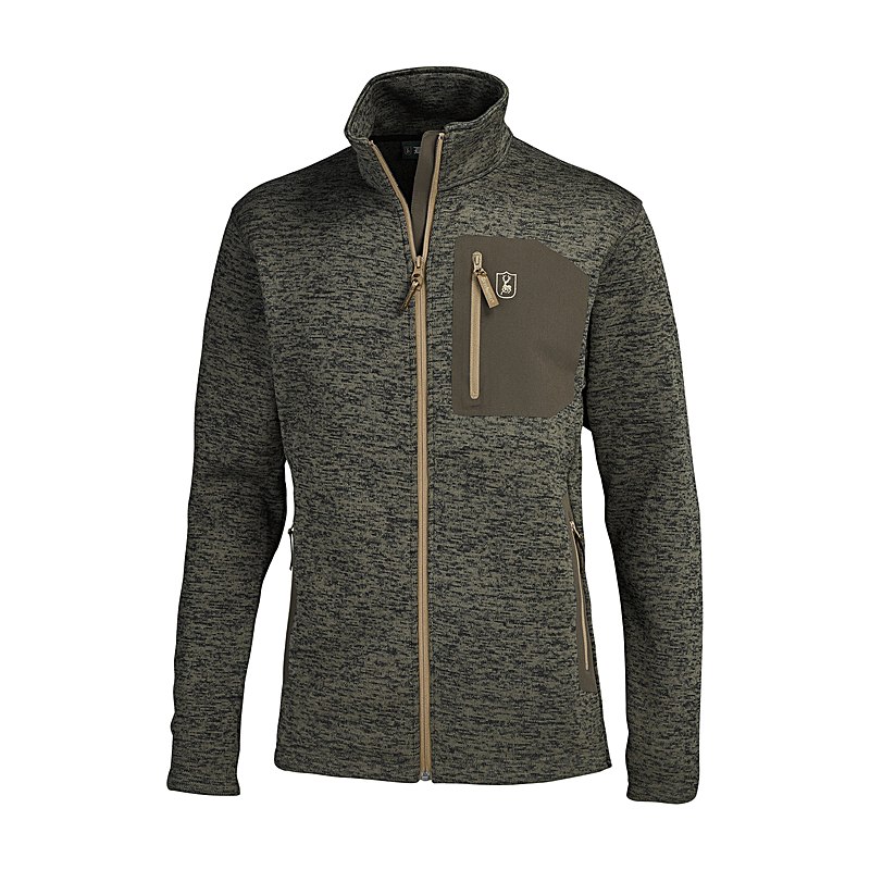 Deerhunter Strickfleecejacke Sarek Knitted, olive night melange, Größe 3XL