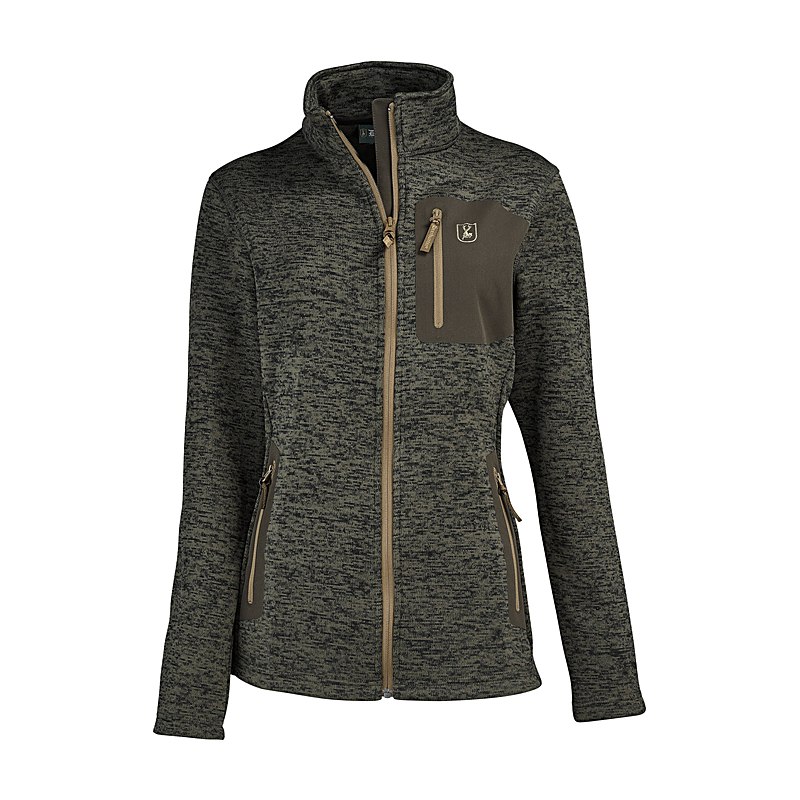 Deerhunter Strickfleecejacke Lady Sarek Knitted, olive night melange, Größe 36