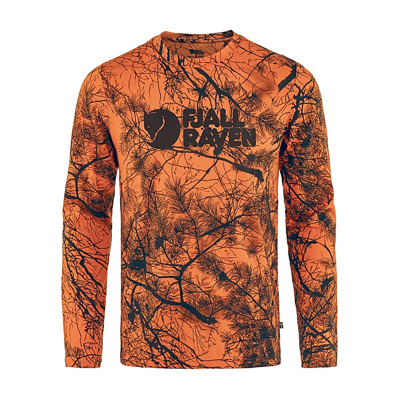 Fjällräven Langarmshirt Värmland Wool, orange multi camo, Größe 3XL