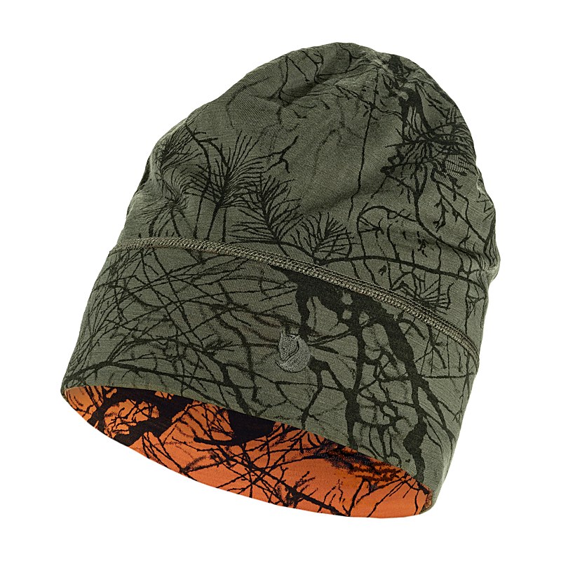 Fjällräven Beanie Lappland, green camo/orange multi camo, Größe one size