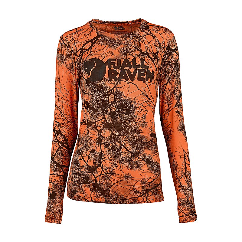 Fjällräven Langarmshirt Värmland Wool, orange multi camo, Größe L