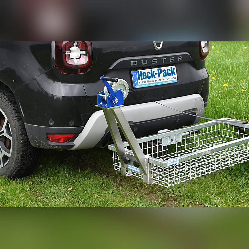 Heck-Pack Handseilwinde für Heckträger, Passend für Heckträger mit 125 mm Tiefe