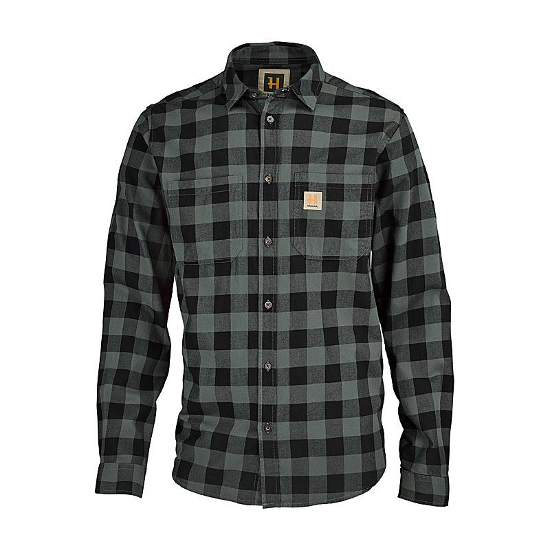 Härkila Langarmhemd Scandinavian, green check, Größe 3XL