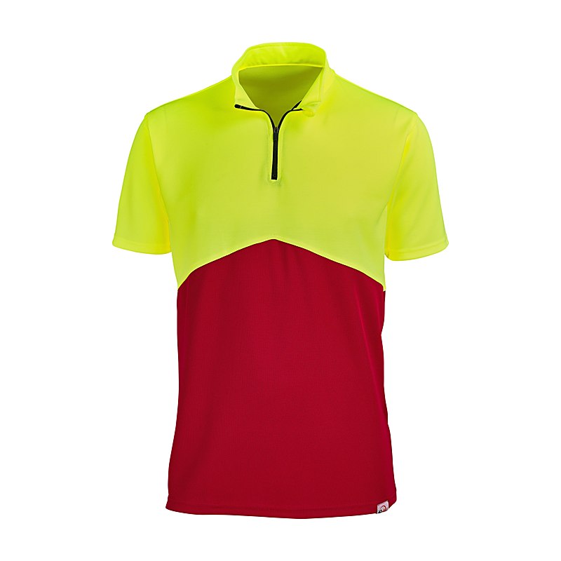 IQ-UV Funktionsshirt Kurzarm Zip UV 50+, gelb-hv-rot, Größe 3XL
