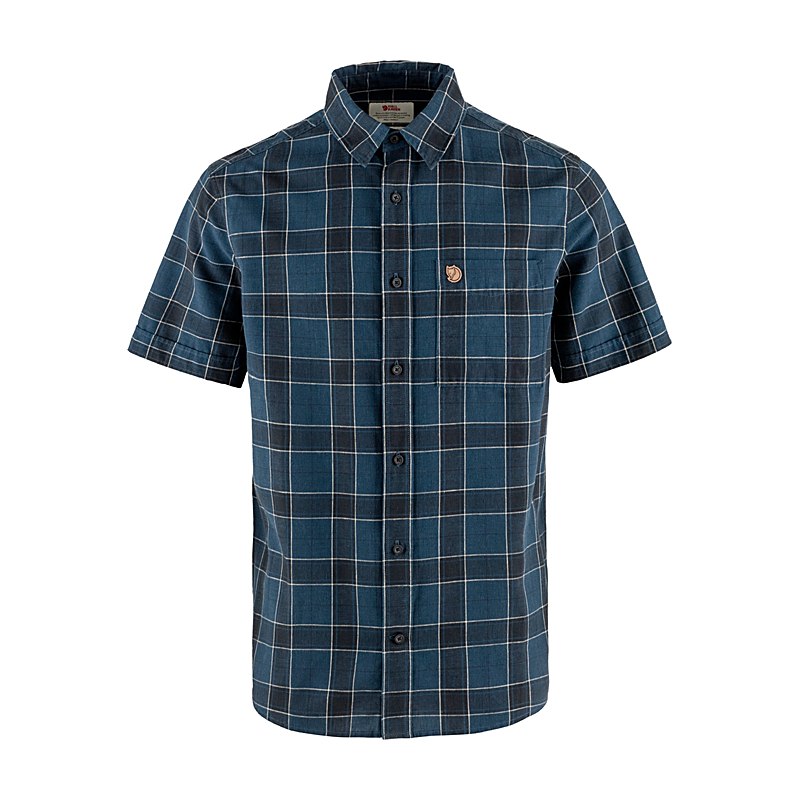 Fjällräven Kurzarmhemd Övik Travel, indigo blue-dark navy, Größe S