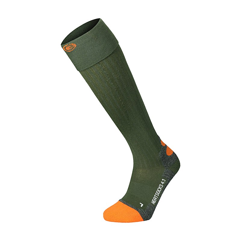 Lenz Beheizbare Socken 4.1 Toe Cap, grün-orange, Größe 42/44
