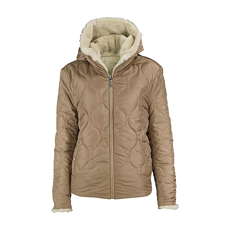 Blue Flame Wendejacke Fellimitat, natur-dk beige, Größe 38