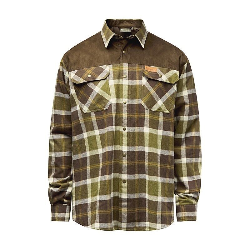Pinewood Herren-Langarmhemd Douglas, olive green-cr.white, Größe S