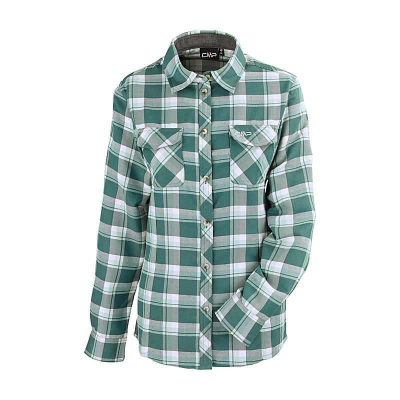 CMP Langarmbluse Flannel, trek green-jade, Größe 40