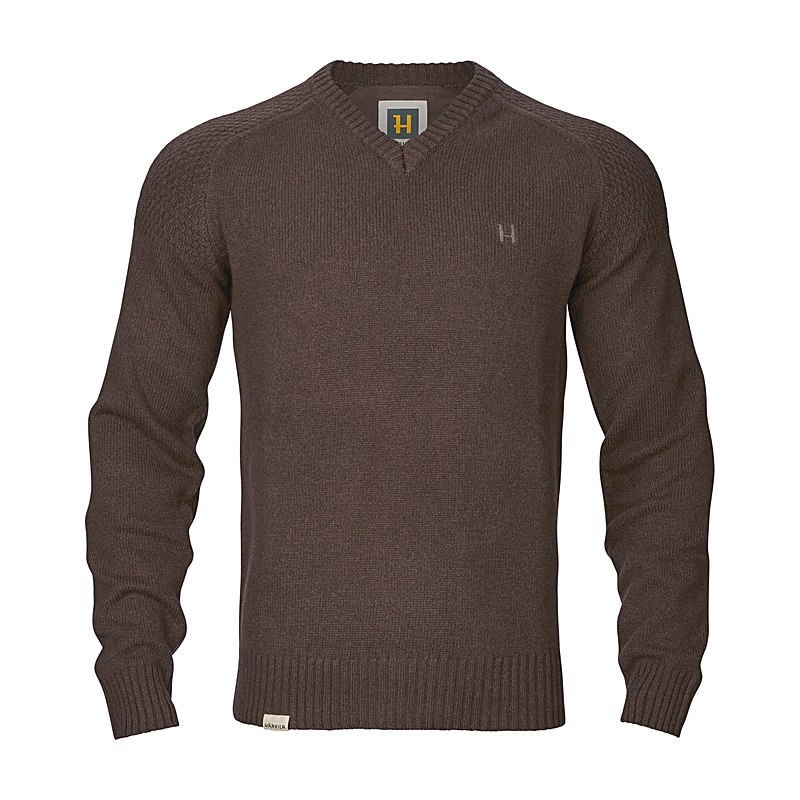 Härkila Pullover Vincent Merino V-Neck, demitasse brown, Größe XXL