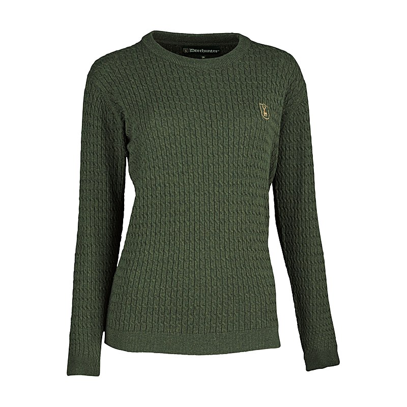Deerhunter Strickpullover Lady Harrington Zopfmuster, forest ember melange, Größe 42