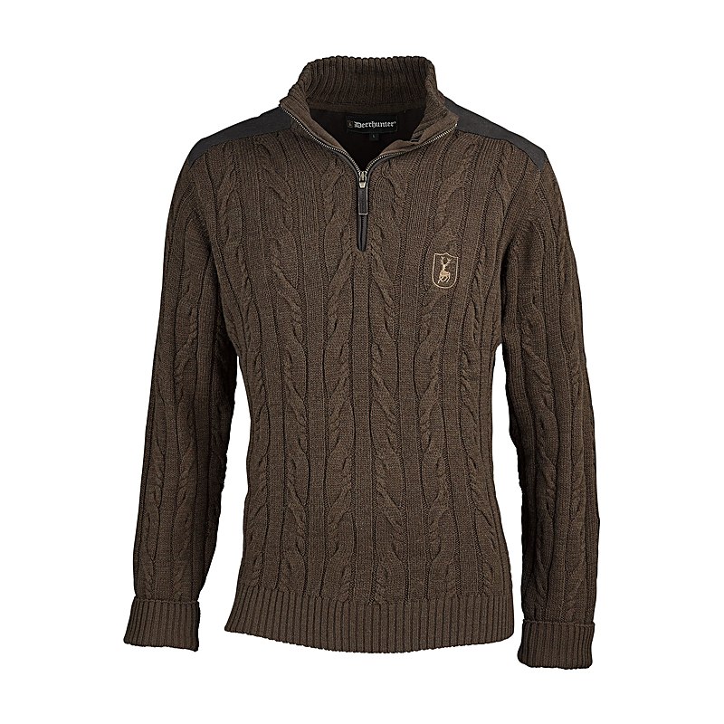 Deerhunter Strickpullover Randall Half-Zip, art green, Größe 3XL