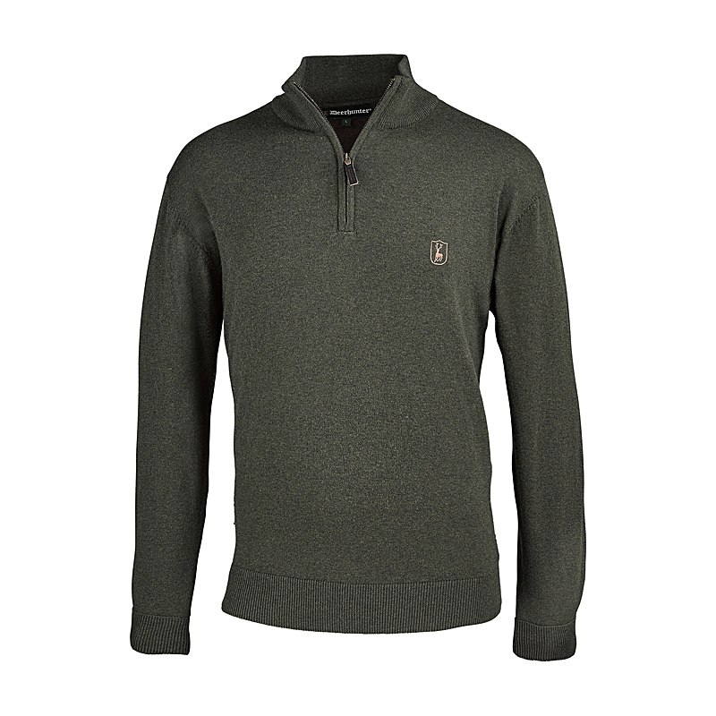 Deerhunter Strickpullover Harrington Half-Zip, forest ember melange, Größe XL