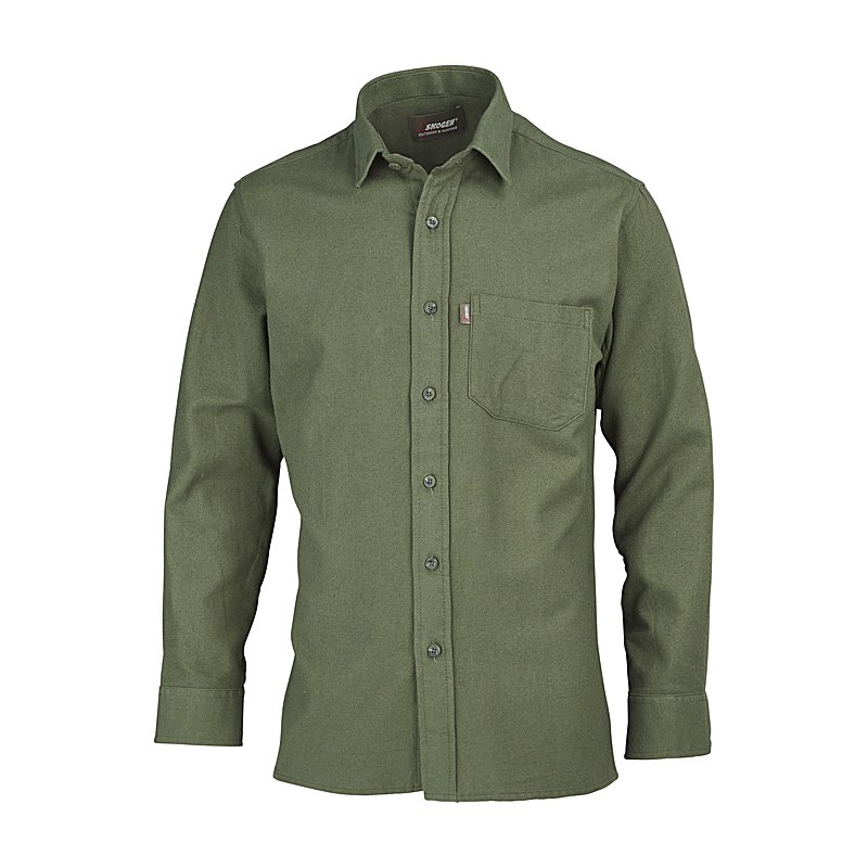 Skogen Langarmhemd Basic Flanell, oliv, Größe 39