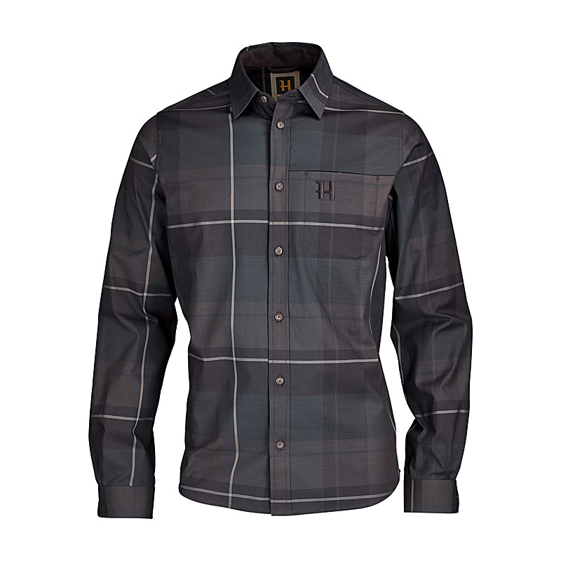 Härkila Langarmhemd Akse, shadow brown check, Größe 3XL