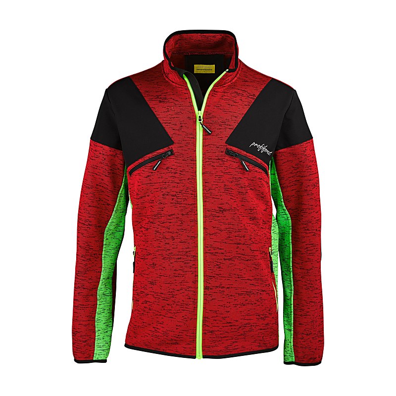 Profiforest Strickfleecejacke Practice, rot-gelb, Größe XXL