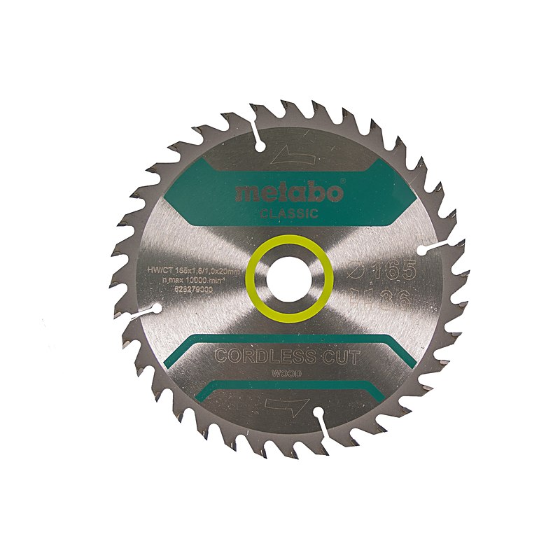 Metabo Kreissägeblatt Cordless Cut Wood Classic 165 x 20 Z36 WZ 15°