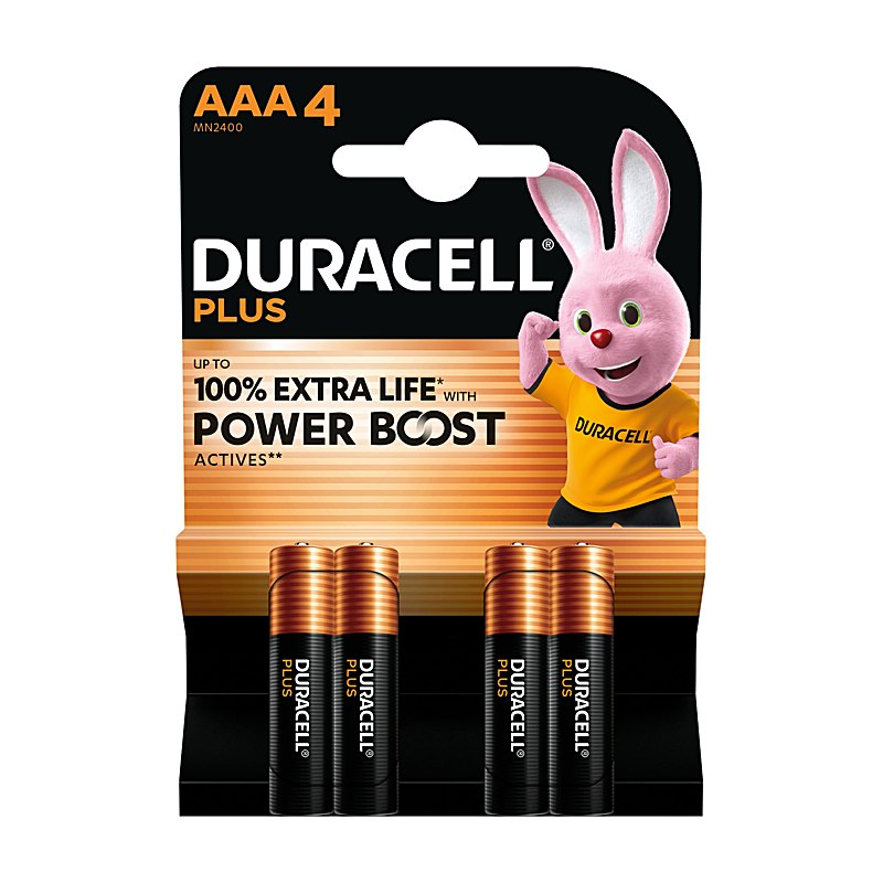 Duracell Batterien Plus AAA MN2400, 4 Stück